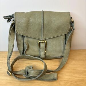 Anthropologie Cut n Paste Light Olive Green Leather Crossbody Bag Like New!!!